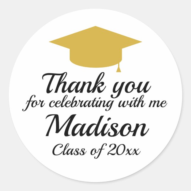 Custom Graduation Party Favour Thank you Stickers (Front)