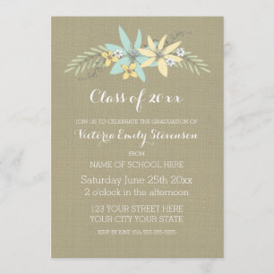 Custom Graduation Party Invitation Burlap Floral
