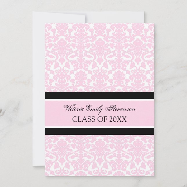 Custom Graduation Party Invitation Card Pink (Front)