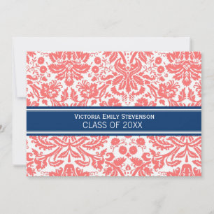Custom Graduation Party Invitation Coral Blue