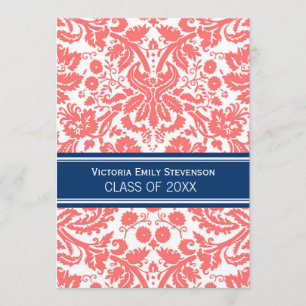 Custom Graduation Party Invitation Coral Blue
