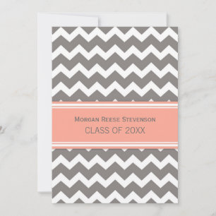 Custom Graduation Party Invitation Coral Chevron