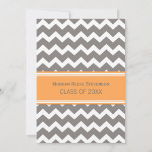 Custom Graduation Party Invitation Orange Chevron