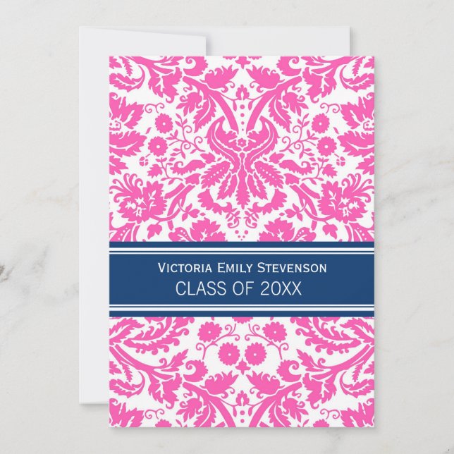 Custom Graduation Party Invitation Pink Blue (Front)