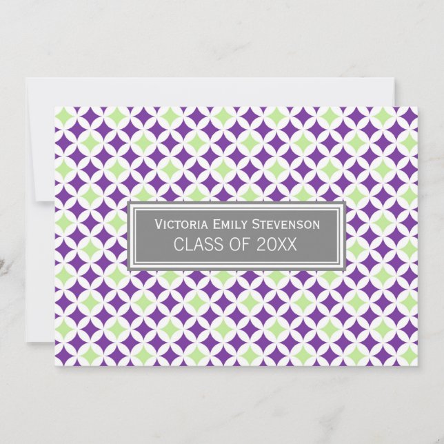 Custom Graduation Party Invitation Purple Grey (Front)