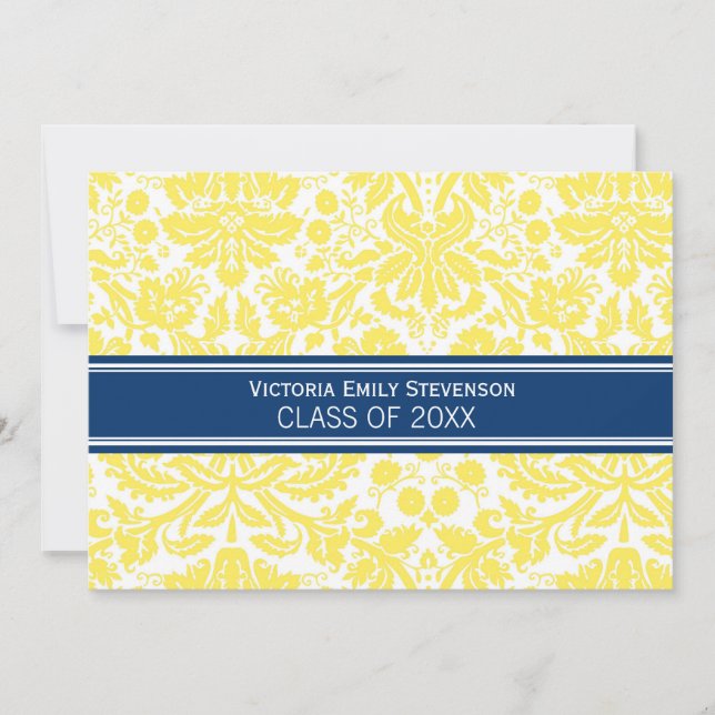 Custom Graduation Party Invitation Yellow Blue (Front)