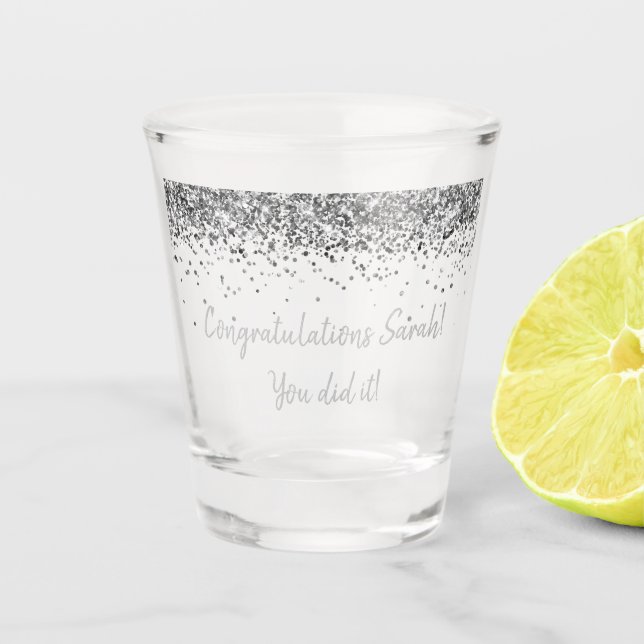 Custom Graduation Party Personalised Grad Silver Shot Glass (Front)