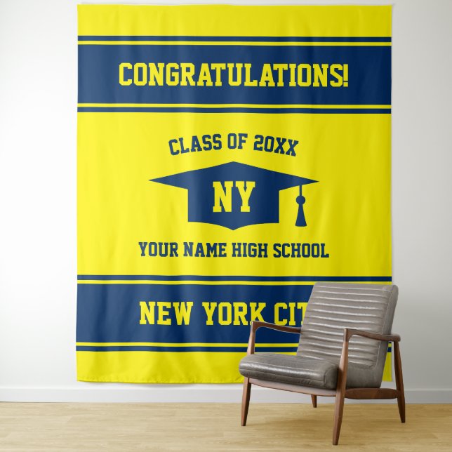 Custom graduation party photo booth backdrop tapestry (In Situ)