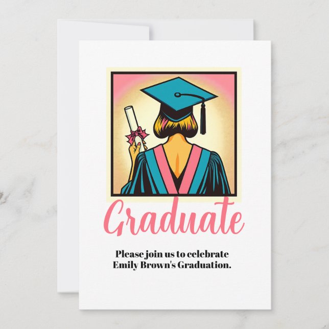 Custom Graduation Party Pop Art Invitation (Front)