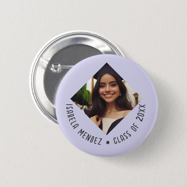 Custom Graduation Photo Announcement 6 Cm Round Badge (Front & Back)