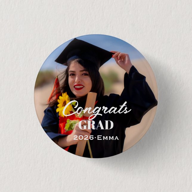 Custom Graduation Photo Button Badge (Front)