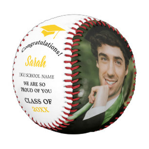 Custom Graduation Photo Class Of 2025   Yellow Baseball