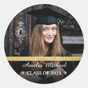 Custom Graduation Photo Classic Round Sticker