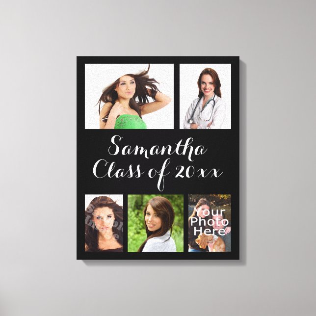 Custom Graduation Photo Collage Wrapped Canvas (Front)