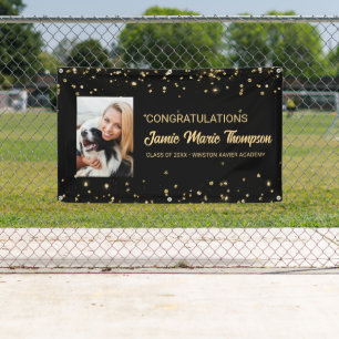 Custom graduation Photo gold confetti sign