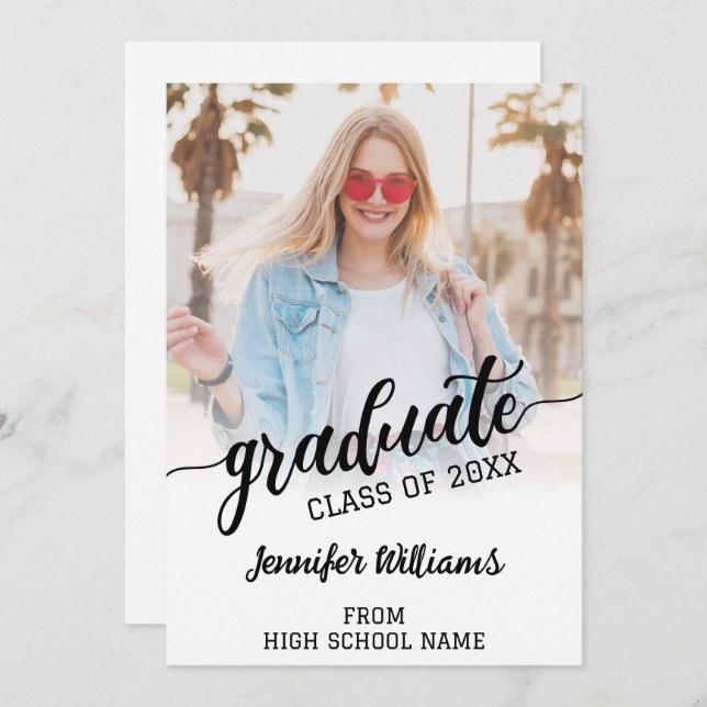 Custom Graduation Photo Grad Graduate Announcement (Front/Back)