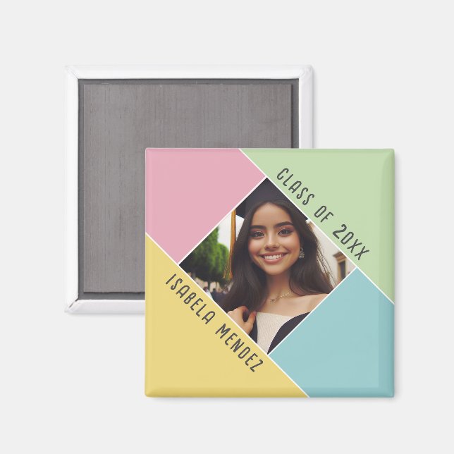Custom Graduation Photo Name Class Whimsical Magnet (Front/Back)