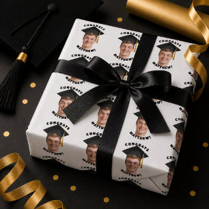 Custom Graduation Photo Stylish Congrats Graduate Wrapping Paper