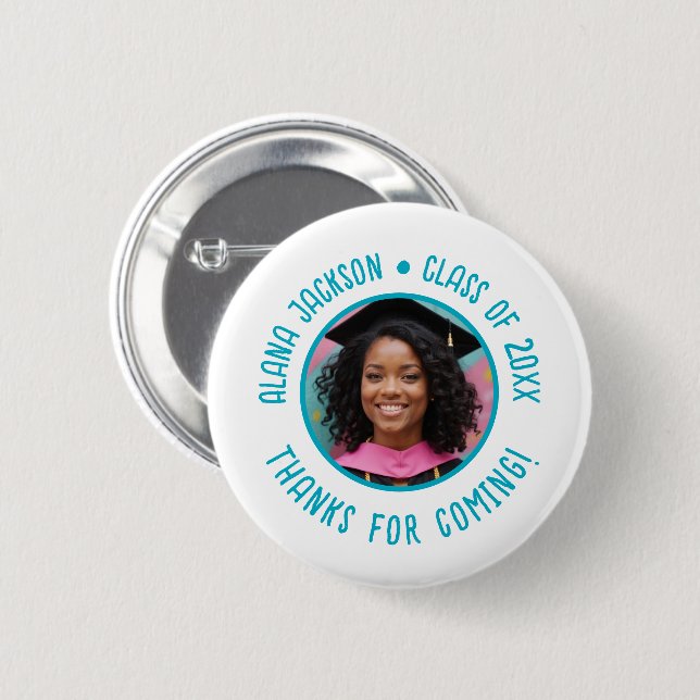 Custom Graduation Photo Thank You Favour 6 Cm Round Badge (Front & Back)