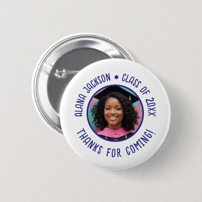 Custom Graduation Photo Thank You Favour 6 Cm Round Badge (Front & Back)