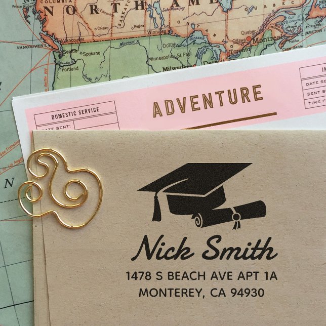 Custom Graduation Return Address  Self-inking Stamp (Creator Uploaded)