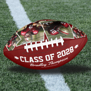 Custom Graduation Senior Photo Red American Football