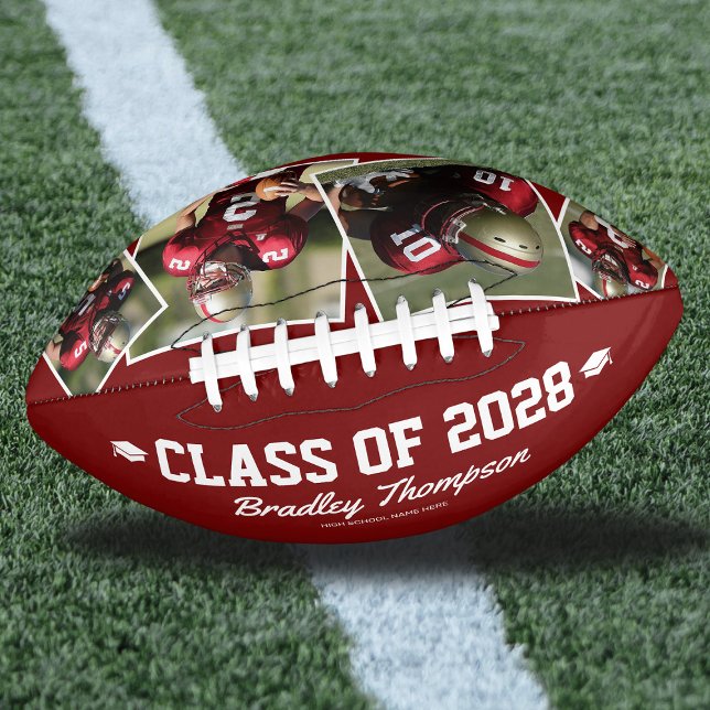 Custom Graduation Senior Photo Red American Football (Creator Uploaded)
