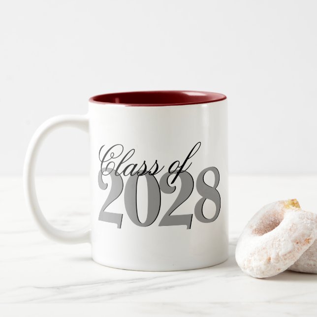 Custom Graduation | Simple Grad Year and Name Two-Tone Coffee Mug (With Donut)