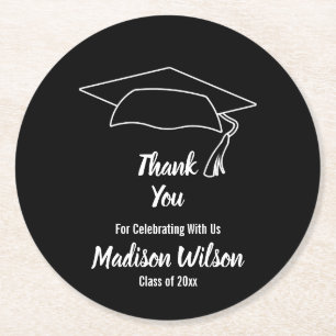 Custom Graduation Thank You Round Paper Coaster
