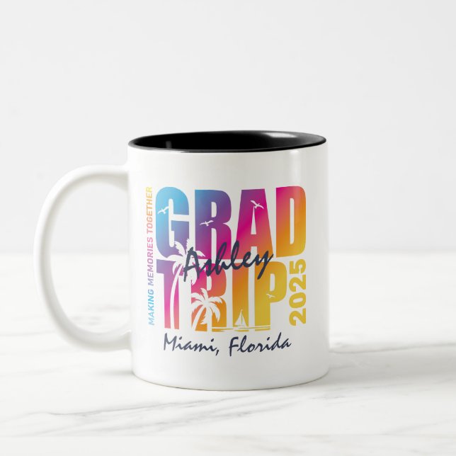 Custom Graduation Trip Group Matching Two-Tone Coffee Mug (Left)