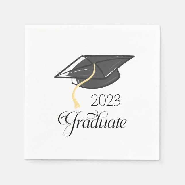 Custom Graduation Year Party Black Graduation Cap  Napkin (Front)