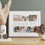 Custom Grammy 7 Photo Grandchildren Collage Print<br><div class="desc">Create a sweet wedding keepsake for a beloved grandmother with this photo collage print. Customise with seven photos. "GRAMMY" appears in the centre in soft grey lettering with her grandchildren's names,  or a custom message,  overlaid. Perfect for birthdays,  Mother's Day,  or Grandparents Day.</div>