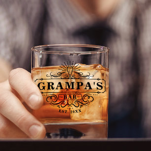 Custom Grampa's Bar Year Established Glass