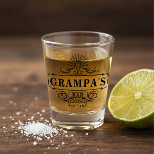 Custom Grampa's Bar Year Established Shot Glass