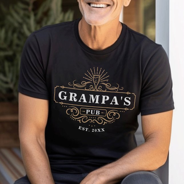 Custom Grampa's Pub Home Bar Year Established T-Shirt (Creator Uploaded)