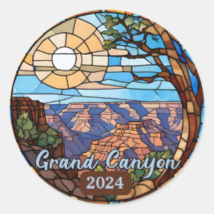 Custom Grand Canyon Faux Stained Glass  Classic Round Sticker