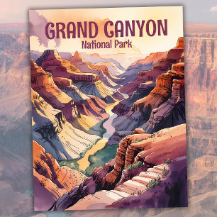 Custom Grand Canyon South Rim Colorful Watercolor Postcard