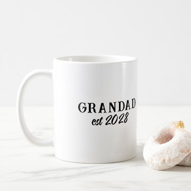 Custom Grandad Established Retro Typography Coffee Mug (With Donut)