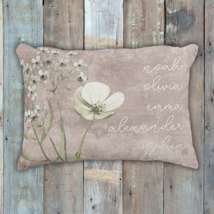 Custom Grandchildren Names Rustic Floral Script Decorative Cushion