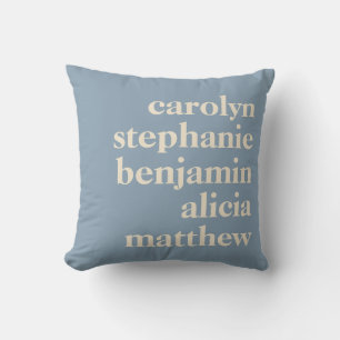 Custom Grandchildren Names Stylish Rustic Blue Cushion