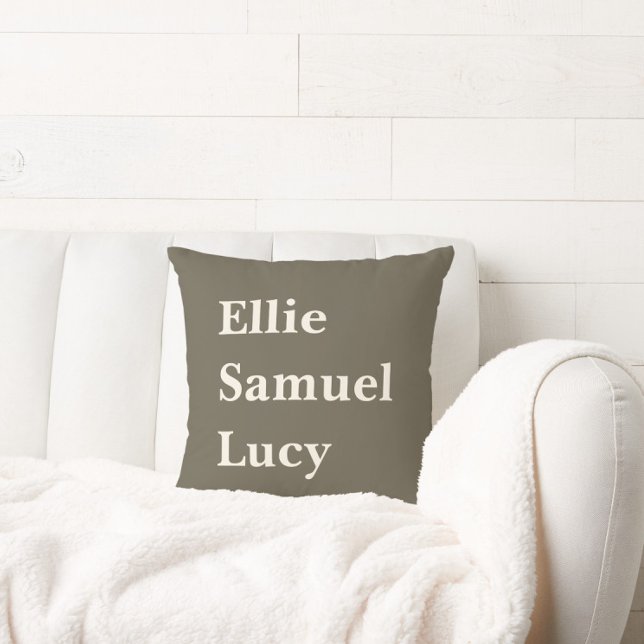 Custom Grandchildren Names Stylish Rustic Cushion (Creator Uploaded)