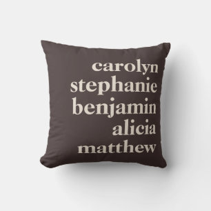 Custom Grandchildren Names Stylish Warm Brown Cushion