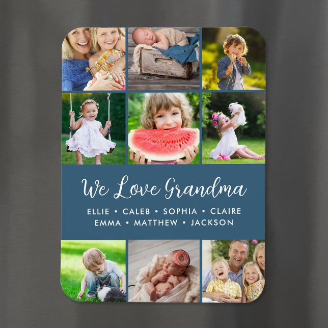 Custom Grandkids Names 9 Photo Collage Magnet (Creator Uploaded)