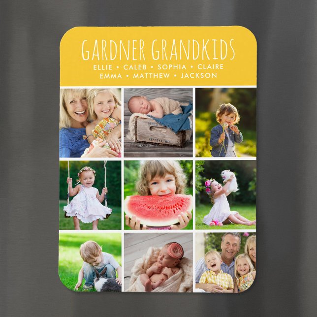 Custom Grandkids Names Instagram 9 Photo Collage Magnet (Creator Uploaded)