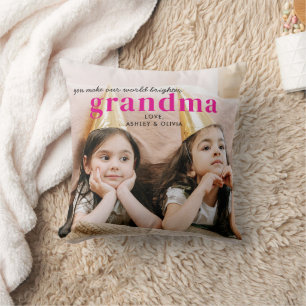 Custom Grandkids Photo Grandma Gift Keepsake Cushion