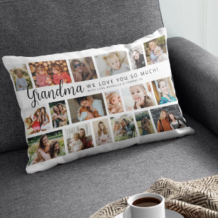Custom Grandma 18 Photo Collage Lumbar Cushion