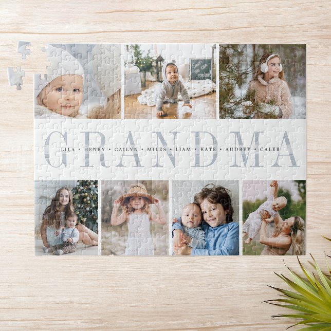 Custom Grandma 7 Photo Grandchildren Collage Jigsaw Puzzle (Creator Uploaded)