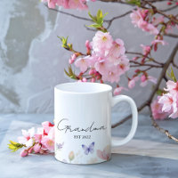 Custom Grandma Est. Year - Flower and Butterfly