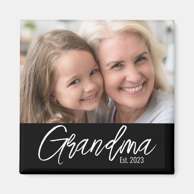 Custom Grandma Established Photo Magnet (Front)