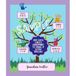 Custom Grandma Gift Add  4 Handprints and names  Tapestry
